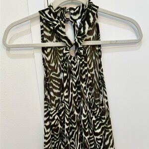 Veronica M Green and Brown Patterned Top